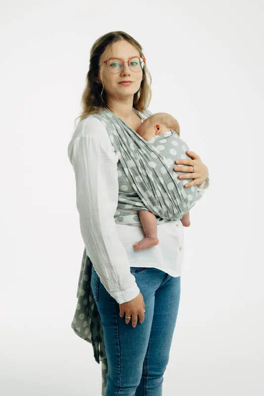 Baby Wrap, Jacquard Weave (100% cotton) - POLKA DOTS - PLOP - Woven Baby XS - 4   long_woven_wraps    #