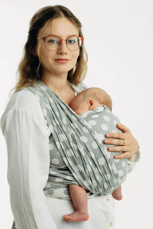 Baby Wrap, Jacquard Weave (100% cotton) - POLKA DOTS - PLOP - Woven Baby Size - L-Size - M-Size - XS   long_woven_wraps    #