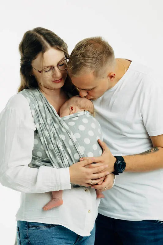 Baby Wrap, Jacquard Weave (100% cotton) - POLKA DOTS - PLOP - Woven Baby XS - 4   long_woven_wraps    #