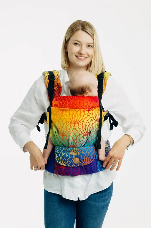 LennyUpGrade PRO Carrier, jacquard weave 100% cotton - RAINBOW LOTUS - Woven Baby Size - Standard   lenny_upgrade_pro    #