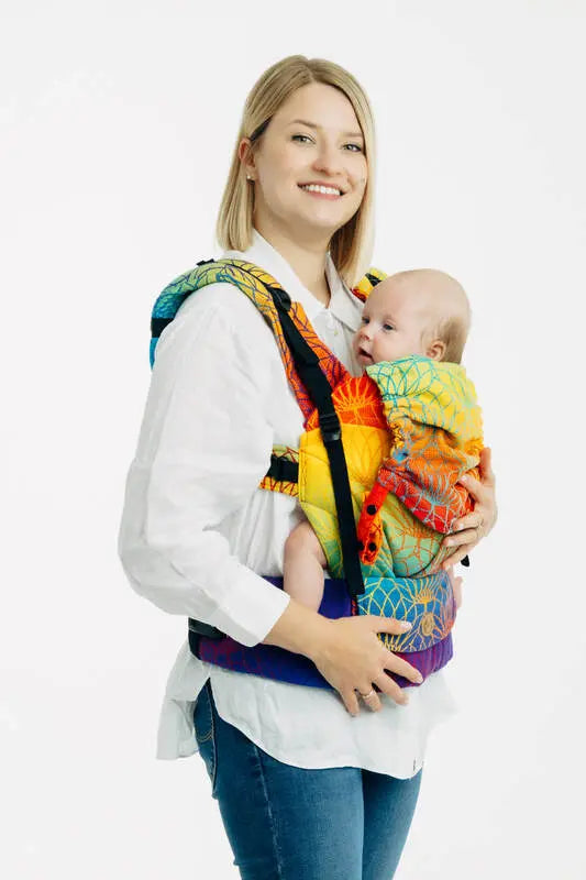 LennyUpGrade PRO Carrier, jacquard weave 100% cotton - RAINBOW LOTUS - Woven Baby Size - Standard   lenny_upgrade_pro    #