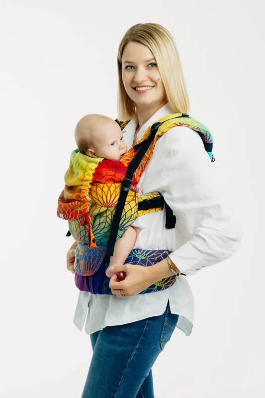 LennyUpGrade PRO Carrier, jacquard weave 100% cotton - RAINBOW LOTUS - Woven Baby Size - Standard   lenny_upgrade_pro    #