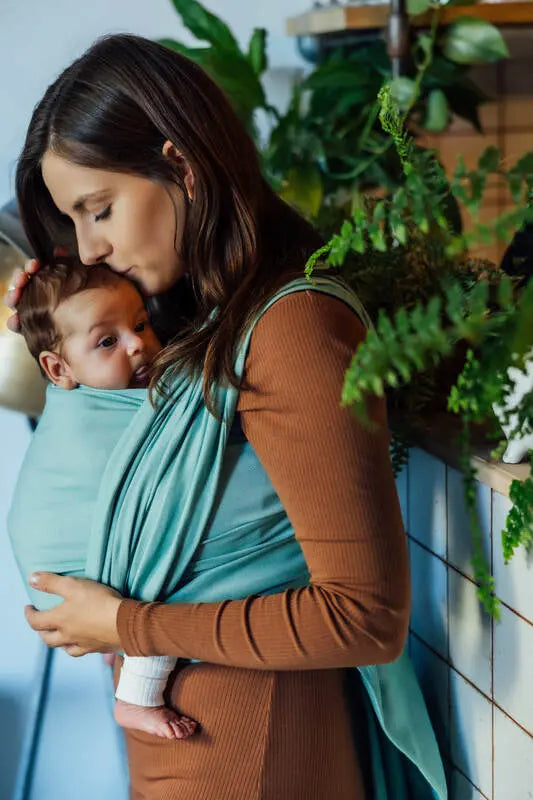 Baby Sling, Broken Twill Weave, (100% cotton) - MATCHA - Woven Baby XS - 4   long_woven_wraps    #