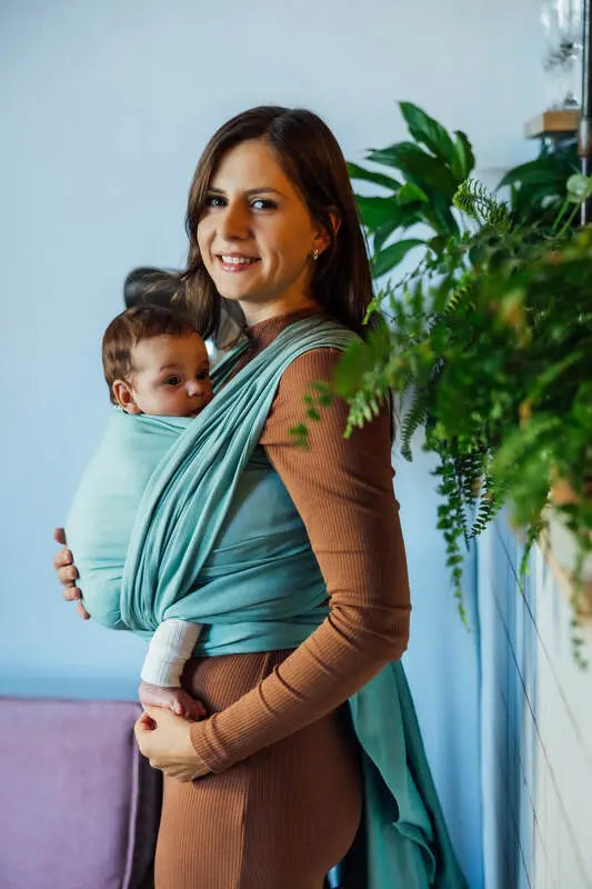 Baby Sling, Broken Twill Weave, (100% cotton) - MATCHA - Woven Baby XS - 4   long_woven_wraps    #