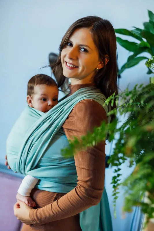 Baby Sling, Broken Twill Weave, (100% cotton) - MATCHA - Woven Baby XS - 4   long_woven_wraps    #