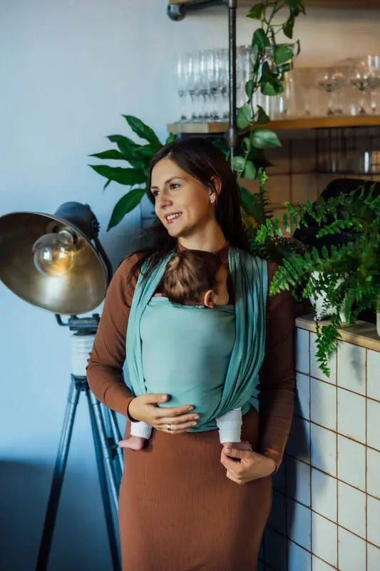 Baby Sling, Broken Twill Weave, (100% cotton) - MATCHA - Woven Baby XS - 4   long_woven_wraps    #