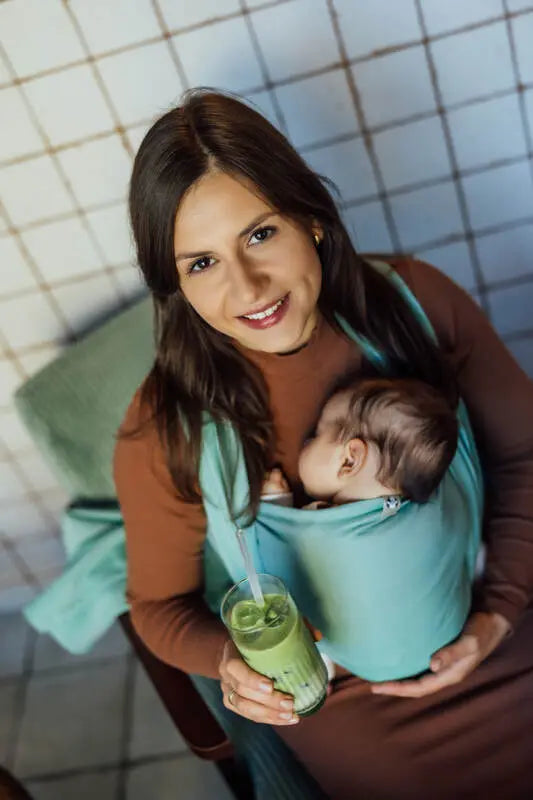 Baby Sling, Broken Twill Weave, (100% cotton) - MATCHA (grade B) - Woven Baby S - 5   long_woven_wraps    #