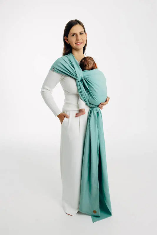 Baby Sling, Broken Twill Weave, (100% cotton) - MATCHA (grade B) - Woven Baby S - 5   long_woven_wraps    #