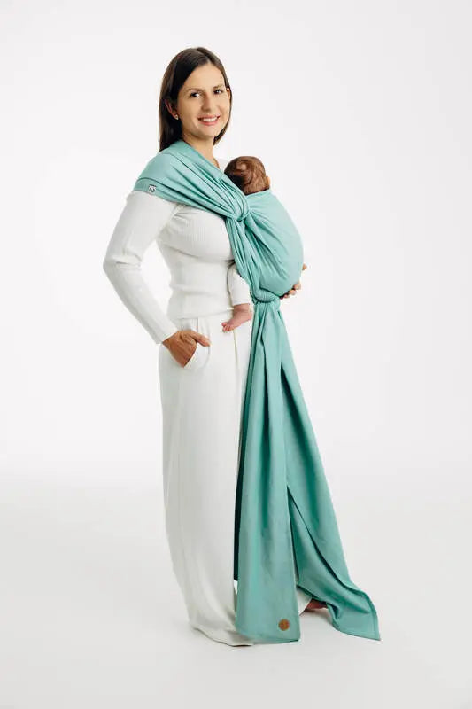 Baby Sling, Broken Twill Weave, (100% cotton) - MATCHA (grade B) - Woven Baby S - 5   long_woven_wraps    #