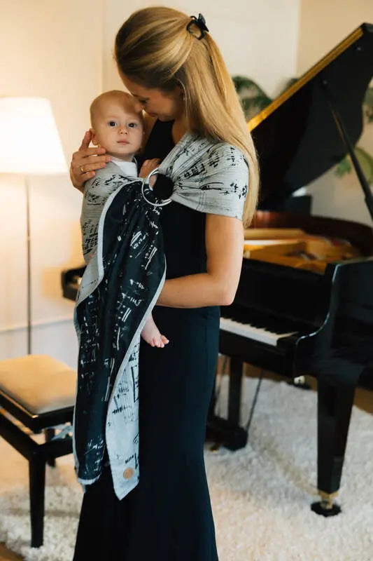 Ring Sling, Jacquard Weave (100% cotton), with gathered shoulder - MELODY - POLONAISE - standard 1.8m - Woven Baby Title - Default Title   ring_slings    #