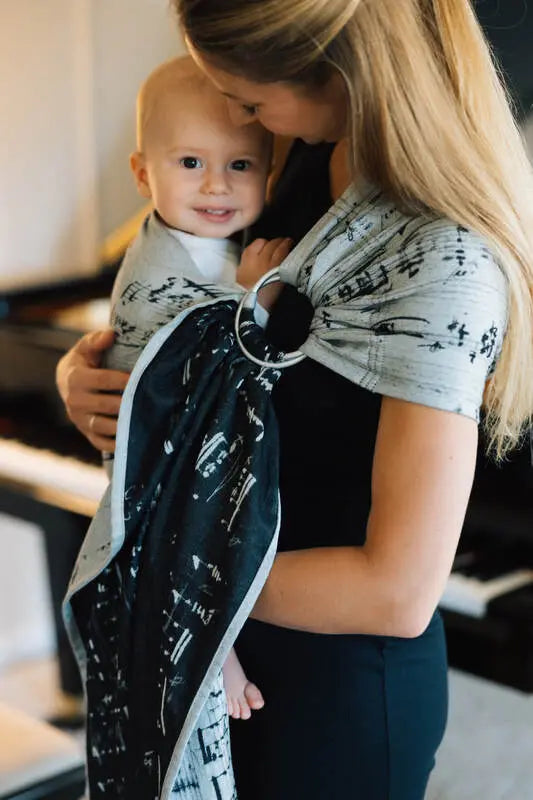 Ring Sling, Jacquard Weave (100% cotton), with gathered shoulder - MELODY - POLONAISE - standard 1.8m - Woven Baby Title - Default Title   ring_slings    #