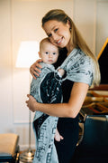 Ring Sling, Jacquard Weave (100% cotton), with gathered shoulder - MELODY - POLONAISE - standard 1.8m
