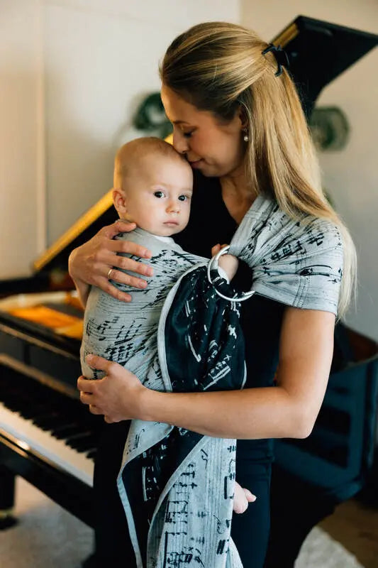 Ring Sling, Jacquard Weave (100% cotton), with gathered shoulder - MELODY - POLONAISE - standard 1.8m - Woven Baby Title - Default Title   ring_slings    #
