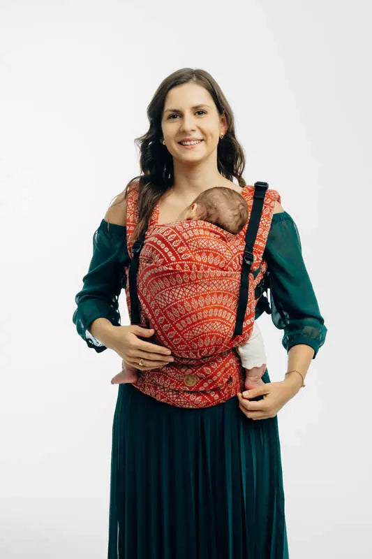 LennyUpGrade PRO Carrier, jacquard weave 100% cotton - PEACOCK'S TAIL - HOLIDAY - Woven Baby Size - Standard   lenny_upgrade_pro    #