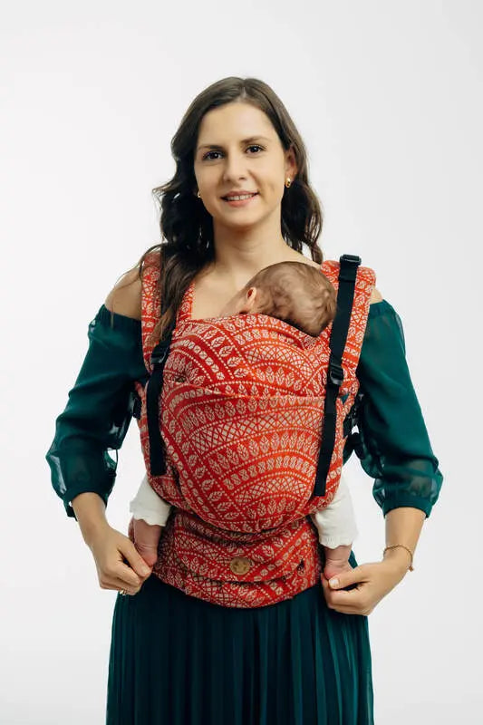 LennyUpGrade PRO Carrier, jacquard weave 100% cotton - PEACOCK'S TAIL - HOLIDAY - Woven Baby Size - Standard   lenny_upgrade_pro    #