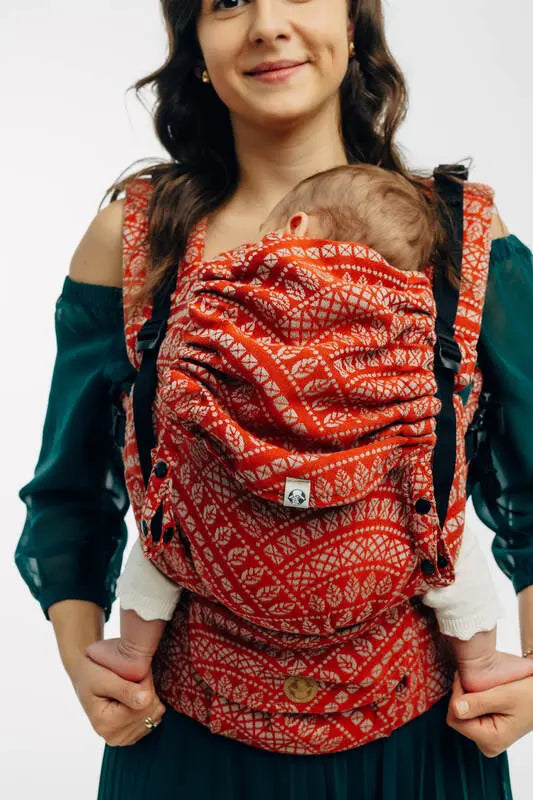 LennyUpGrade PRO Carrier, jacquard weave 100% cotton - PEACOCK'S TAIL - HOLIDAY - Woven Baby Size - Standard   lenny_upgrade_pro    #