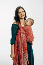 Baby Wrap, Jacquard Weave (100% cotton) - PEACOCK'S TAIL - HOLIDAY - Woven Baby XS - 4   long_woven_wraps    #