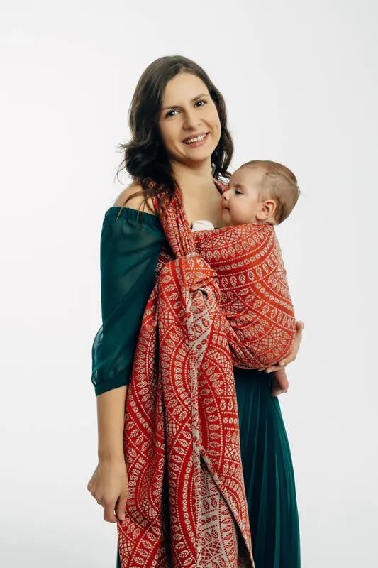 Baby Wrap, Jacquard Weave (100% cotton) - PEACOCK'S TAIL - HOLIDAY - Woven Baby Size - L-Size - M-Size - S-Size - XL-Size - XS   long_woven_wraps    #