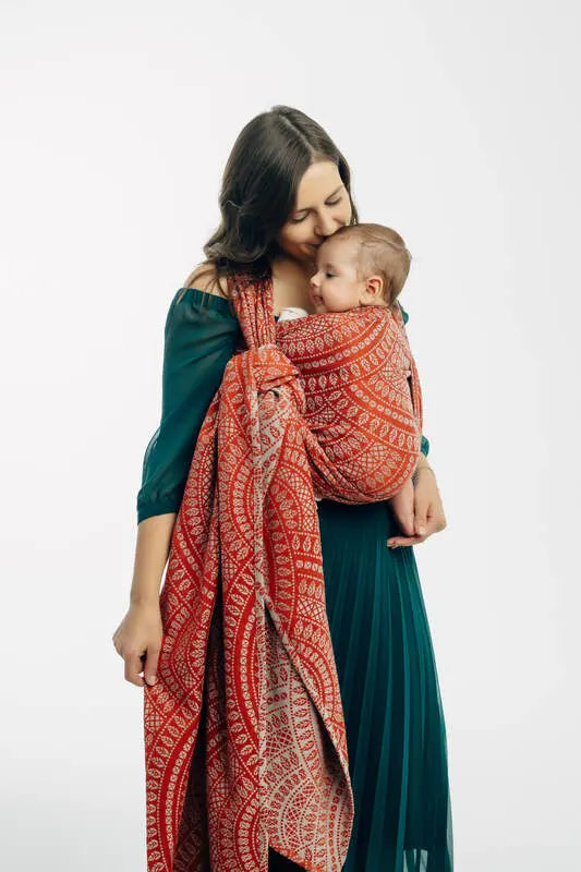 Baby Wrap, Jacquard Weave (100% cotton) - PEACOCK'S TAIL - HOLIDAY - Woven Baby Size - L-Size - M-Size - S-Size - XL-Size - XS   long_woven_wraps    #