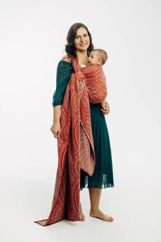 Baby Wrap, Jacquard Weave (100% cotton) - PEACOCK'S TAIL - HOLIDAY - Woven Baby Size - L-Size - M-Size - S-Size - XL-Size - XS   long_woven_wraps    #