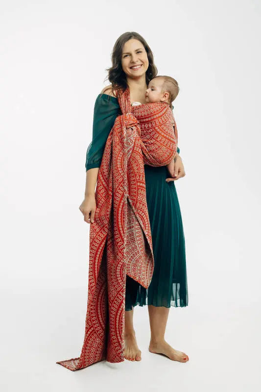 Baby Wrap, Jacquard Weave (100% cotton) - PEACOCK'S TAIL - HOLIDAY - Woven Baby Size - L-Size - M-Size - S-Size - XL-Size - XS   long_woven_wraps    #
