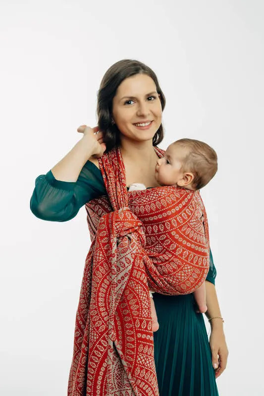 Baby Wrap, Jacquard Weave (100% cotton) - PEACOCK'S TAIL - HOLIDAY - Woven Baby XS - 4   long_woven_wraps    #