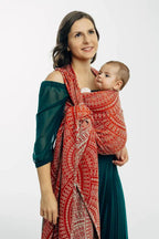 Baby Wrap, Jacquard Weave (100% cotton) - PEACOCK'S TAIL - HOLIDAY - Woven Baby XS - 4   long_woven_wraps    #