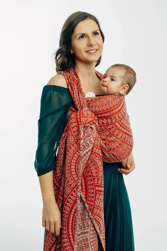 Baby Wrap, Jacquard Weave (100% cotton) - PEACOCK'S TAIL - HOLIDAY - Woven Baby XS - 4   long_woven_wraps    #