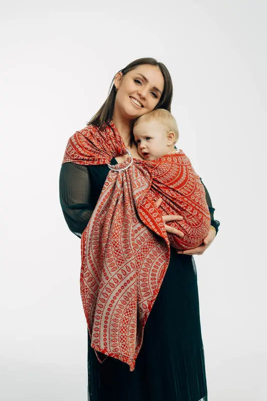 Ring Sling, Jacquard Weave (100% cotton), with gathered shoulder - PEACOCK'S TAIL - HOLIDAY - standard 1.8m - Woven Baby Title - Default Title   ring_slings    #