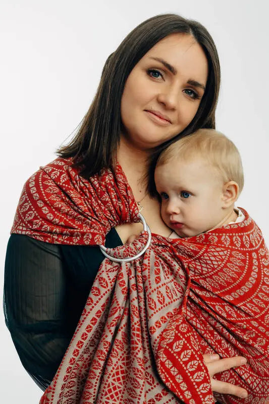 Ring Sling, Jacquard Weave (100% cotton), with gathered shoulder - PEACOCK'S TAIL - HOLIDAY - standard 1.8m - Woven Baby Title - Default Title   ring_slings    #