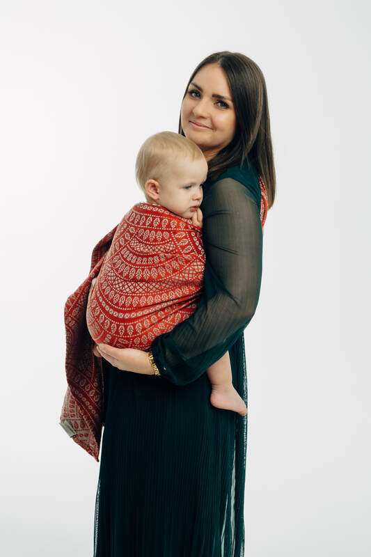 Ring Sling, Jacquard Weave (100% cotton), with gathered shoulder - PEACOCK'S TAIL - HOLIDAY - standard 1.8m - Woven Baby Title - Default Title   ring_slings    #