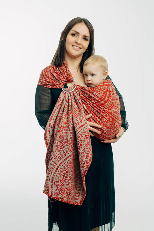 Ring Sling, Jacquard Weave (100% cotton), with gathered shoulder - PEACOCK'S TAIL - HOLIDAY - standard 1.8m - Woven Baby    ring_slings    #