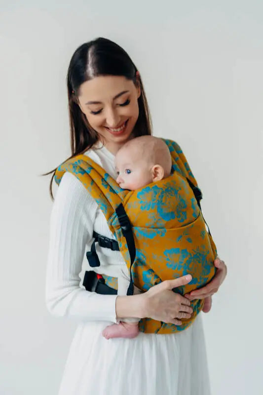 LennyLight Carrier, jacquard weave 100% cotton - RETRO'N'ROSES - ROSARIUM - Woven Baby Size - Standard   lenny_light    #