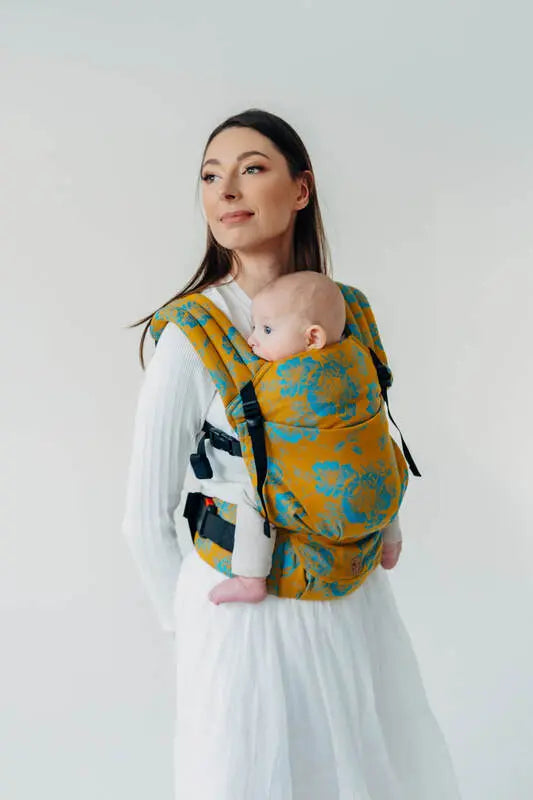 LennyLight Carrier, jacquard weave 100% cotton - RETRO'N'ROSES - ROSARIUM - Woven Baby Size - Standard   lenny_light    #