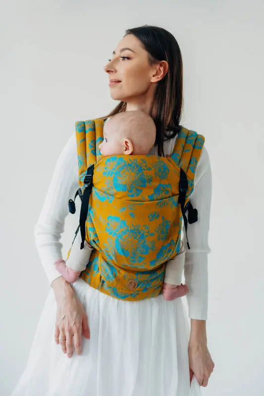 LennyLight Carrier, jacquard weave 100% cotton - RETRO'N'ROSES - ROSARIUM - Woven Baby Size - Standard   lenny_light    #
