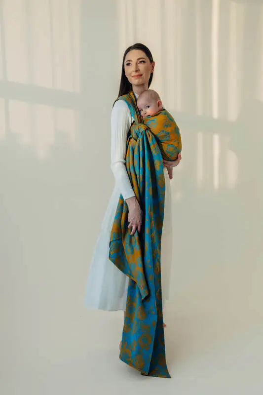 Baby Wrap, Jacquard Weave (100% cotton) - RETRO'N'ROSES - ROSARIUM - Woven Baby Size - L-Size - M-Size - S-Size - XL-Size - XS   long_woven_wraps    #