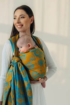 Baby Wrap, Jacquard Weave (100% cotton) - RETRO'N'ROSES - ROSARIUM - Woven Baby XS - 4   long_woven_wraps    #