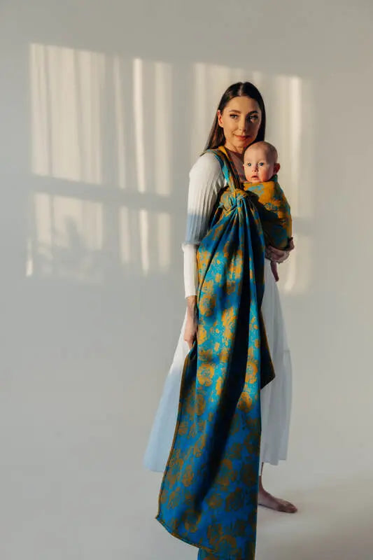 Baby Wrap, Jacquard Weave (100% cotton) - RETRO'N'ROSES - ROSARIUM - Woven Baby XS - 4   long_woven_wraps    #