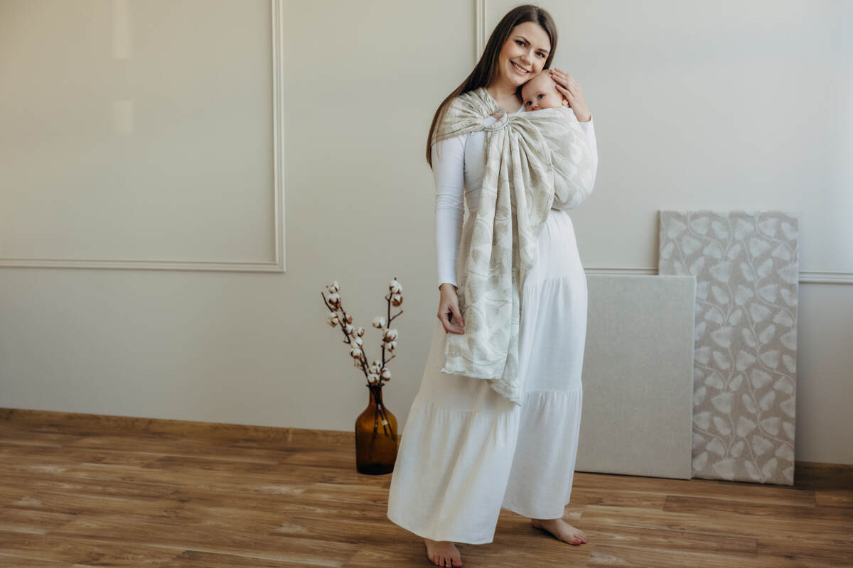 Ring Sling, Jacquard Weave (50% cotton, 25% hemp, 25% lyocell), with gathered shoulder - VIRIDIFLORA - CONNECT - standard 1.8m (grade B) - Woven Baby Title - Default Title   ring_slings    #