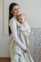 Baby Wrap, Jacquard Weave (50% cotton, 25% hemp, 25% lyocell) - VIRIDIFLORA - CONNECT (grade B) - Woven Baby Size - XS   long_woven_wraps    #
