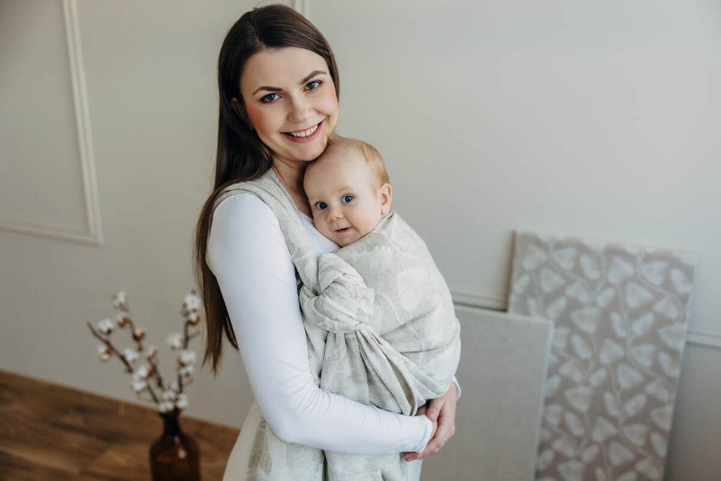 Baby Wrap, Jacquard Weave (50% cotton, 25% hemp, 25% lyocell) - VIRIDIFLORA - CONNECT (grade B) - Woven Baby Size - XS   long_woven_wraps    #