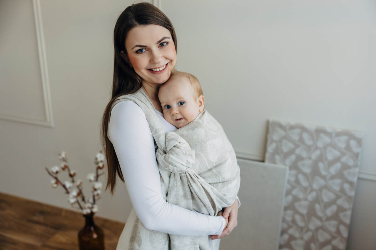 Baby Wrap, Jacquard Weave (50% cotton, 25% hemp, 25% lyocell) - VIRIDIFLORA - CONNECT (grade B) - Woven Baby Size - XS   long_woven_wraps    #