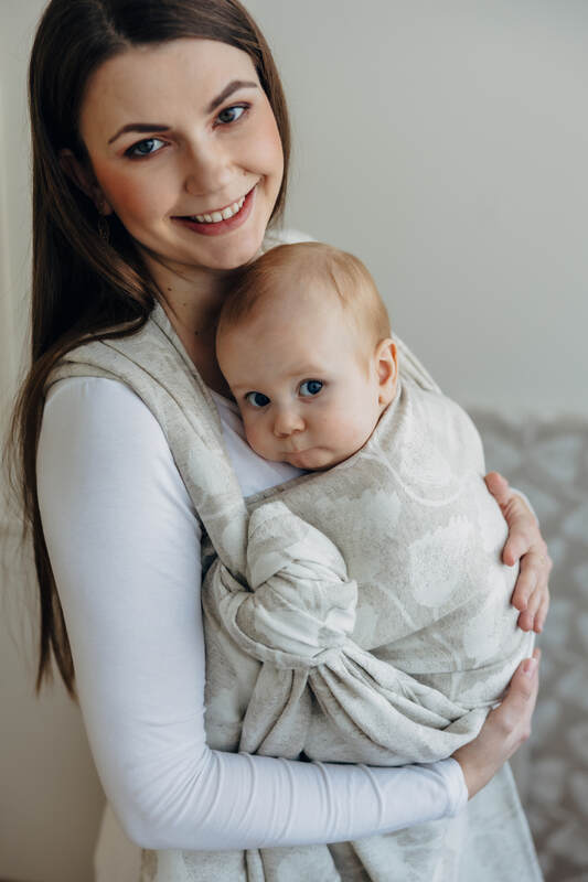 Baby Wrap, Jacquard Weave (50% cotton, 25% hemp, 25% lyocell) - VIRIDIFLORA - CONNECT (grade B) - Woven Baby Size - XS   long_woven_wraps    #