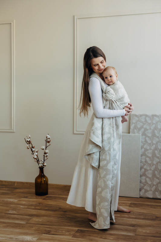 Baby Wrap, Jacquard Weave (50% cotton, 25% hemp, 25% lyocell) - VIRIDIFLORA - CONNECT (grade B) - Woven Baby Size - XS   long_woven_wraps    #