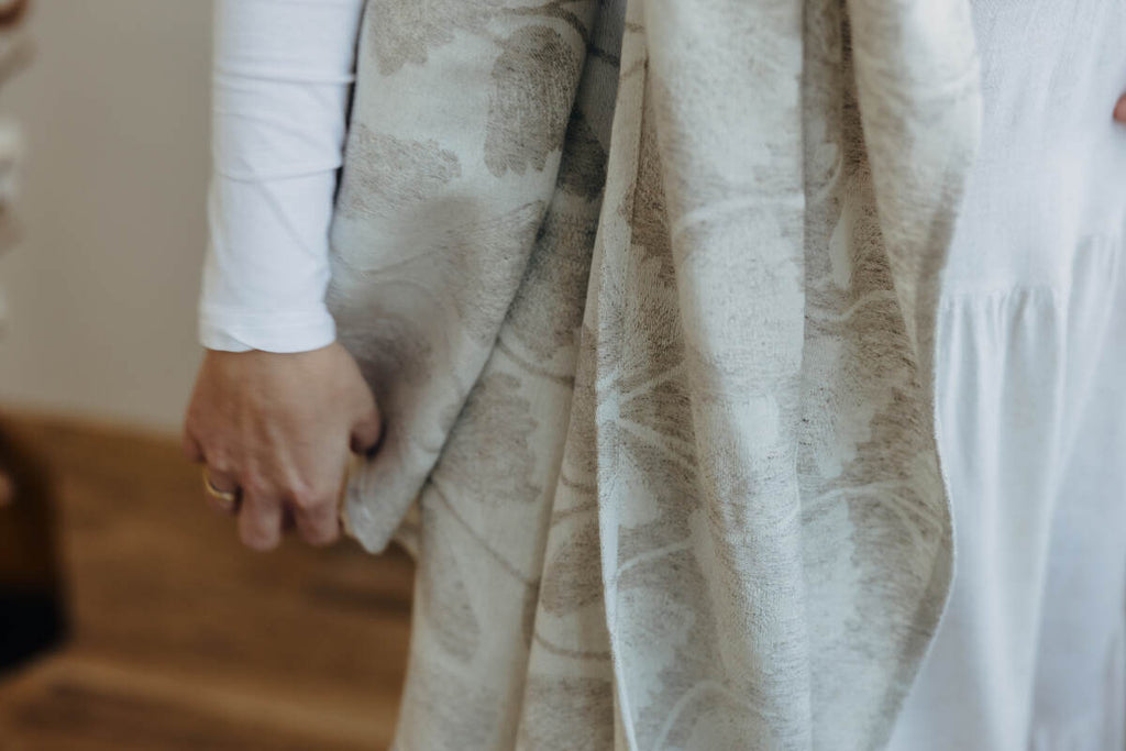 Baby Wrap, Jacquard Weave (50% cotton, 25% hemp, 25% lyocell) - VIRIDIFLORA - CONNECT (grade B) - Woven Baby Size - XS   long_woven_wraps    #