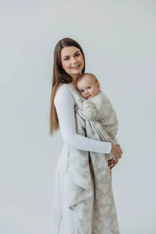Baby Wrap, Jacquard Weave (50% cotton, 25% hemp, 25% lyocell) - VIRIDIFLORA - CONNECT - Woven Baby Size - L-Size - M-Size - S-Size - XL-Size - XS   long_woven_wraps    #