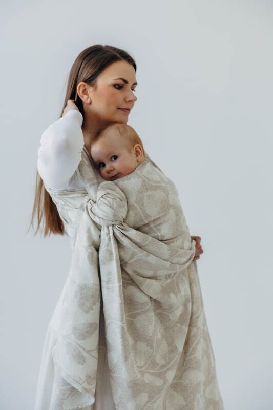 Baby Wrap, Jacquard Weave (50% cotton, 25% hemp, 25% lyocell) - VIRIDIFLORA - CONNECT (grade B) - Woven Baby Size - XS   long_woven_wraps    #