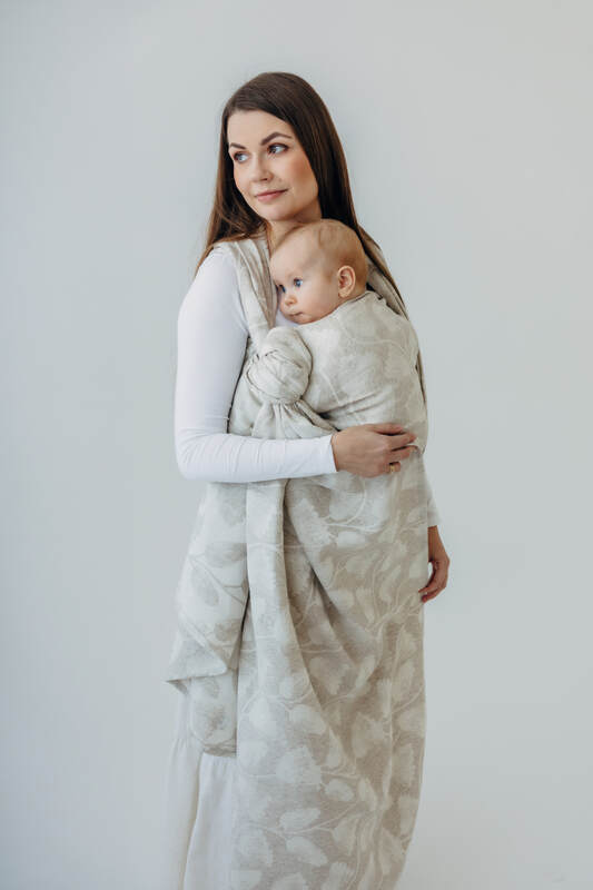 Baby Wrap, Jacquard Weave (50% cotton, 25% hemp, 25% lyocell) - VIRIDIFLORA - CONNECT (grade B) - Woven Baby Size - XS   long_woven_wraps    #