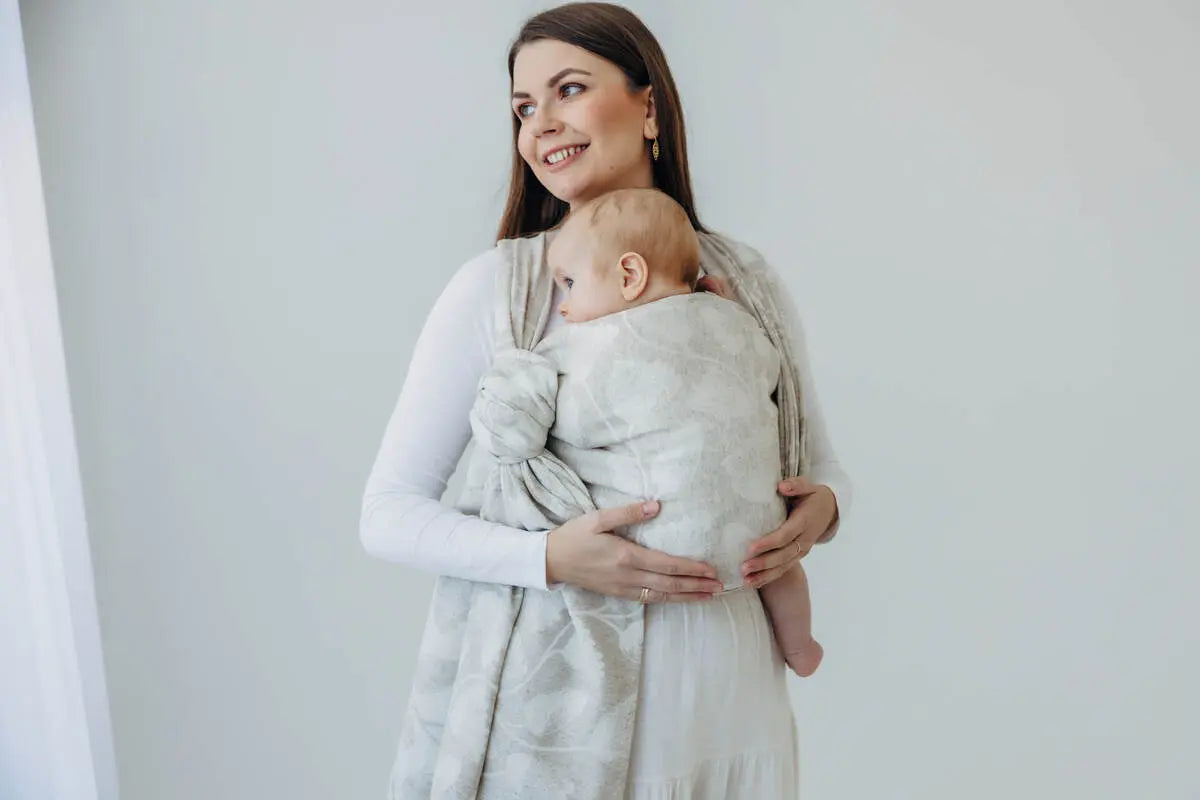 Baby Wrap, Jacquard Weave (50% cotton, 25% hemp, 25% lyocell) - VIRIDIFLORA - CONNECT - Woven Baby Size - L-Size - M-Size - S-Size - XL-Size - XS   long_woven_wraps    #