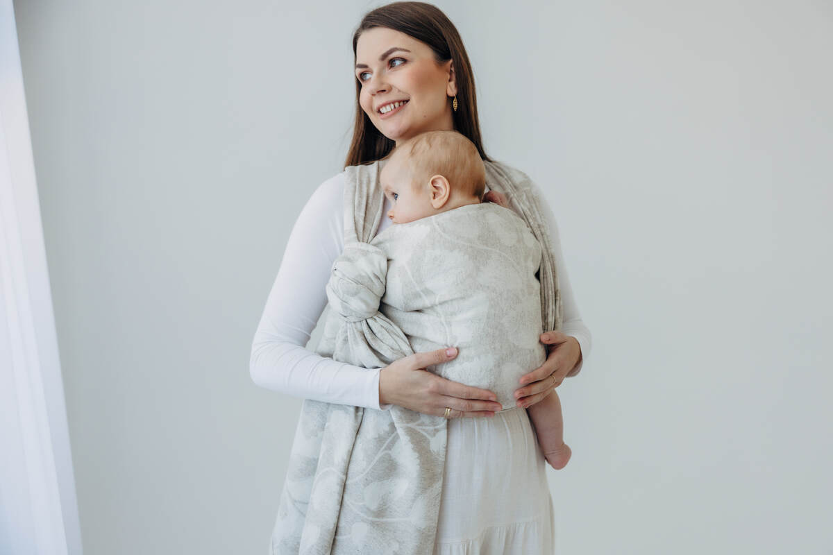 Baby Wrap, Jacquard Weave (50% cotton, 25% hemp, 25% lyocell) - VIRIDIFLORA - CONNECT (grade B) - Woven Baby Size - XS   long_woven_wraps    #